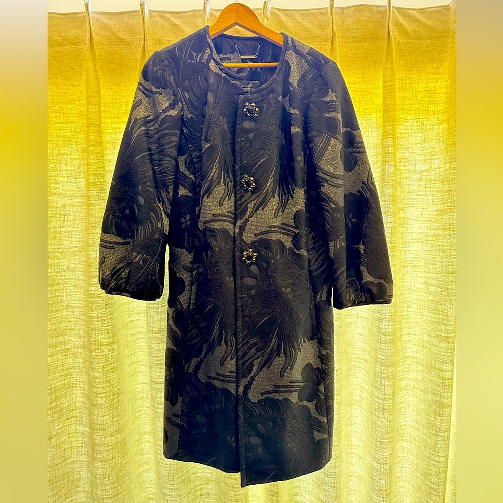 Trina Turk Women’s Black Floral Overcoat